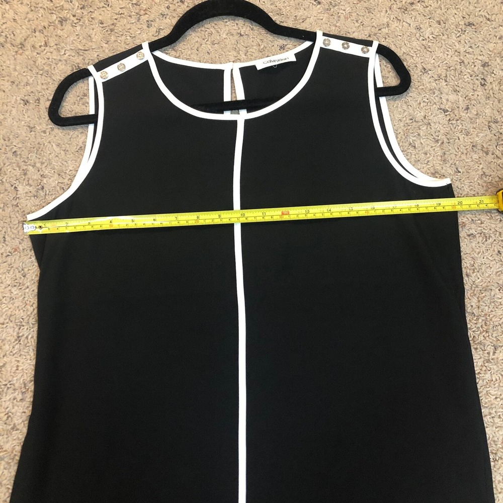 Calvin‎ Klein Womens Top Sleeveless Black W/White Trim Career Office Size Medium - Picture 8 of 9